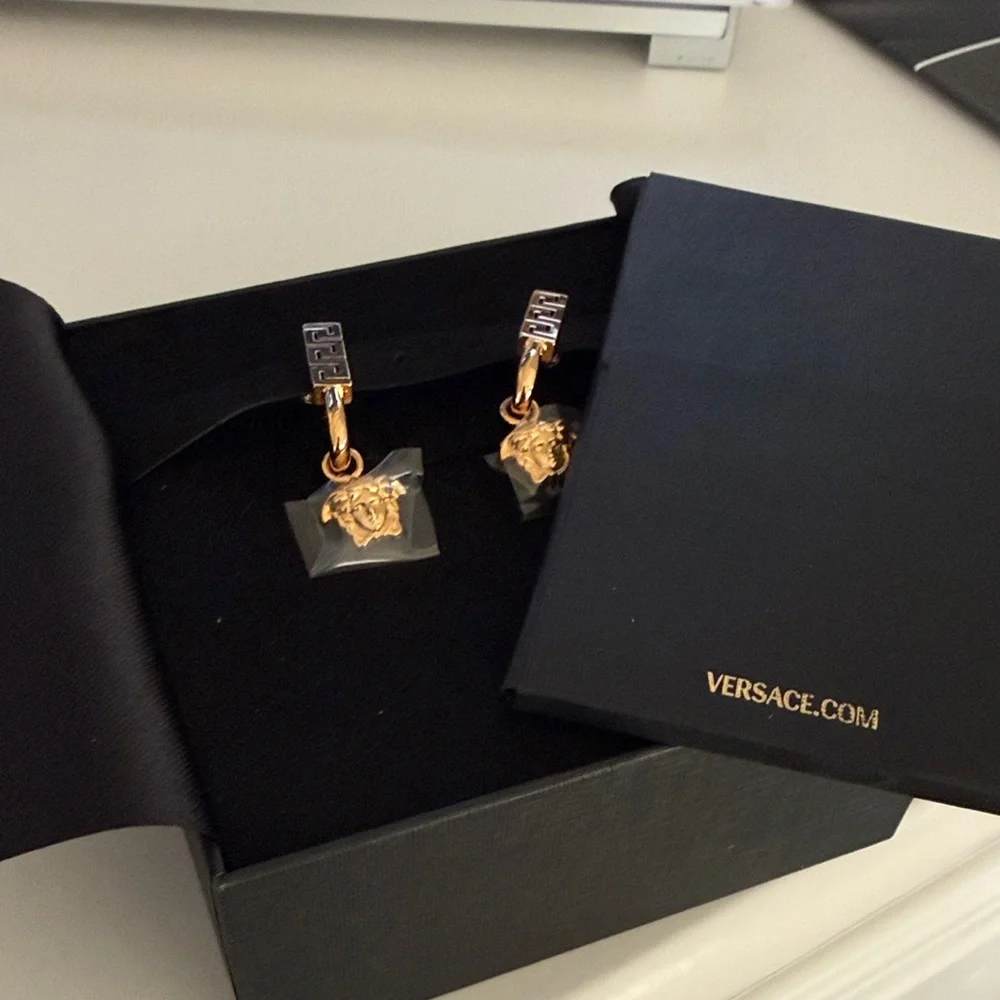Versace Gold Medusa Earrings - Picture 2 of 3